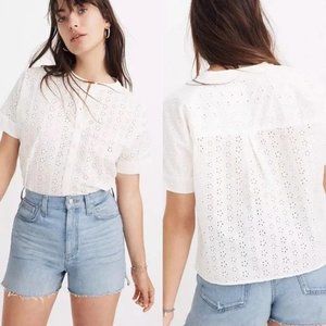 Madewell white boxy eyelet top